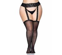 Leg Avenue - Bas dentelle avec ceinture aspect porte-jarretelles