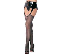 Leg Avenue Bas Porte-Jarretelles S-L Noir Violet En Nylon Uni