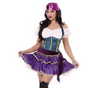 Leg Avenue Body à volants avec nœud à baleines, taille M, noir/rose