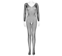 LEG AVENUE Body en maille transparente Vestido Bodystockings pour femme à manches longues, taille unique (noir) (1 paquet) 1X/2X