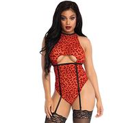 Leg Avenue Body en Mesh Transparente avec Velours Floqué Léopard Dos Nu 1 Unité