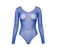 Leg Avenue Body Résille à Manches Longues avec Strass/Fermeture à Pressions Bleu Royal Taille Unique