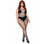 Leg Avenue Bodystocking Résille avec Cristaux Noir Taille Plus 1X-2X