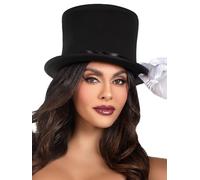Leg Avenue Chapeau haut de gamme pliable pour femme, noir, taille O/S
