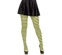 Leg Avenue Collant à Ligne Noir/Jaune Taille Unique
