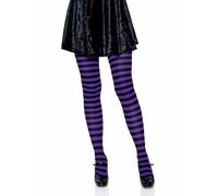 Leg Avenue Collant Nylon Rayures 2 Tons Noir/Mauve 1X-2X