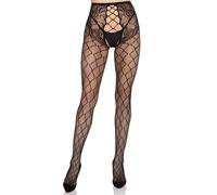 Leg Avenue - Collant Résille Entrejambe Ouvert - Noir