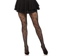 Leg Avenue Collants en filet Love Struck Heart pour femme, noir, taille unique