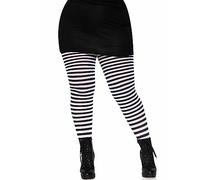 Leg Avenue - Stripe Tights +, 3X-4X (Noir Blanc)