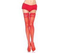 Leg Avenue - Collants Rouges Avec Dentelle Autocollante