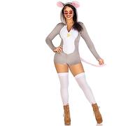 Leg Avenue Comfy Mouse, features ultra-soft velvet plush zip up romper with cheese zipper pull, tail, and ear hood