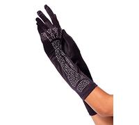 Leg Avenue Gants Long avec Motif d'Os en Strass Noir/Argent Taille Unique