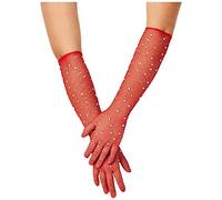 Leg Avenue Gants longs en résille pour femme - Rouge - taille unique