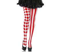 Leg Avenue - Harlequin Pantyhose, Taille Unique (Blanc Rouge)