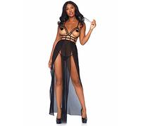 Leg Avenue Maxi Robe avec Lanières/String Assorti Noir Taille M/L