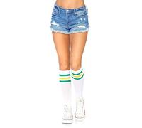 Leg Avenue Mi-Bas Athlétisme à Rayures Blanc Vert Jaune Taille Unique