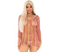 Leg Avenue Mini Robe en Résille Zig Zag aux Couleurs Arc-en-Ciel 1 Unité