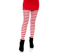Leg Avenue – Collants en nylon à rayures – Taille Unique (Blanc Rouge)