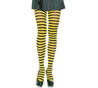 Leg Avenue - Nylon Stripe Tights, Taille Unique (Noir Jaune)