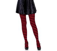 Leg Avenue - Nylon Stripe Tights, Taille Unique (Noir Rouge)