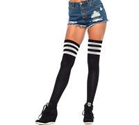 Leg Avenue Over the knee athletic socks, 1X-2X (Noir blanc)