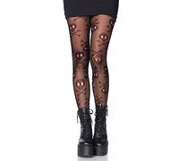 Leg Avenue Pirate Booty skull net tights, 1X-2X (Noir)