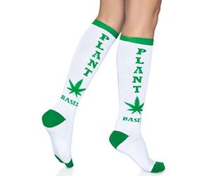 Leg Avenue Plant Based knee highs, Taille Unique (Blanc vert)