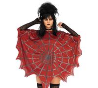 Leg Avenue Poncho 376222003 Glitter Web Poncho Film, rouge, taille unique