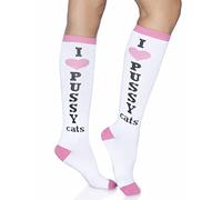 Leg Avenue Pussycat knee highs, Taille Unique (Blanc, Rose)