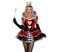 Leg Avenue Reine de cœur 2 pièces, comprend une robe à volants avec col montant, un jupon intégré et une couronne, multicolore, taille XL