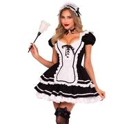 Leg Avenue Robe de Femme Maid to Flirt avec Volants - Taille L - Noir & Blanc