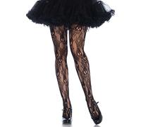 Leg Avenue Rose Noire Tête de mort Collants de filet, taille unique