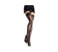 Collants sensuels Leg Avenue en dentelle à motifs floraux de couleur noire - Taille: Taille unique , Couleur: Noir