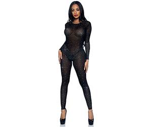 Leg Avenue - Sheer rhinestone catsuit Déguisement, XS (Le Noir)