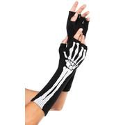 Leg Avenue - Skeleton Fingerless Gloves, Taille Unique (Le Noir)