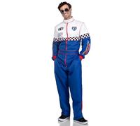 Leg Avenue Speedway Racer, combinaison avec poches, fermeture éclair bidirectionnelle et accents patchs, multicolore, taille L