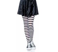 Leg Avenue - Stripe Tights +, 3X-4X (Noir Blanc)
