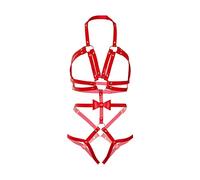 Leg Avenue Studded O-ring harness teddy, S (Rouge)