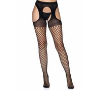 Leg Avenue Suspender hose with opaque top, Taille Unique (Noir)