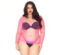 Leg Avenue Top Résille Industrielle en Élasthanne à Manches Longues Rose Néon Taille 1X-2X