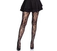 Leg Avenue Vintage Fishnet Lace Tights Collants, Noir, Floral, Taille Unique Femme