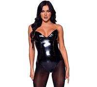 Leg Avenue - Vinyl boned bodysuit, L (Le Noir)