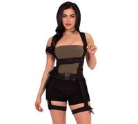 Leg Avenue Womens Utility Body Harness With Leg Garter and Multi-pocket Detail, Black, O/S