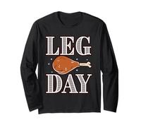 Leg Day, Funny Pilgrim Turkey Thanksgiving Costume Tee Manche Longue