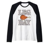 Leg Day, Funny Pilgrim Turkey Thanksgiving Costume Tee Manche Raglan