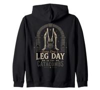 Leg Day Gym Squelette Haltérophilie catacombes Sombres Sweat à Capuche