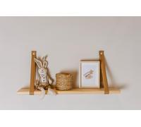 leg&go Étagère flottante 60x15cm, en bois avec lanières en cuir, étagère murale