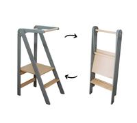 leg&go Tour d’observation pliable en bois Montessori, tour éducative grise