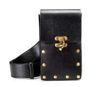 Leg Purse Steampunk Purse, Sac à bandoulière en cuir gothique vintage - Sac à main taille Steampunk avec sac à main for jambe(Black)