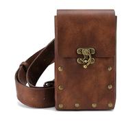 Leg Purse Steampunk Purse, Sac à bandoulière en cuir gothique vintage - Sac à main taille Steampunk avec sac à main for jambe(Brown)